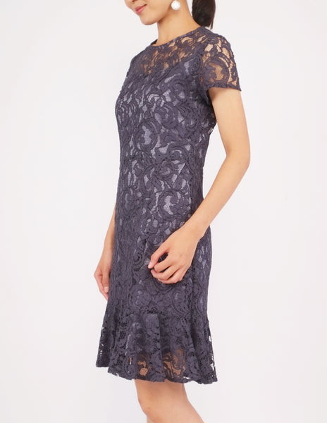 Eula Flounce Hem Dress (Grey)
