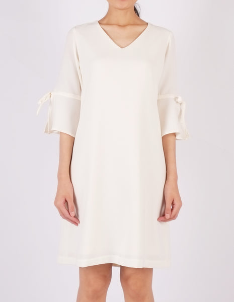 Ezra Flare Sleeves Dress (Cream)