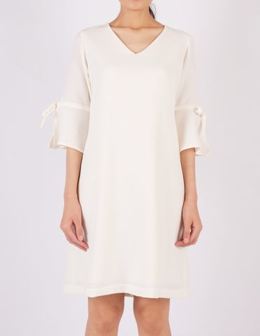 Ezra Flare Sleeves Dress (Cream)