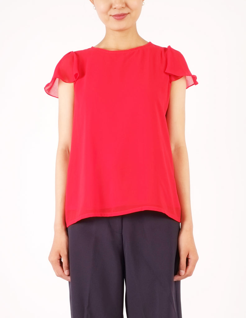Fifi Flutter Sleeves Top (Red)