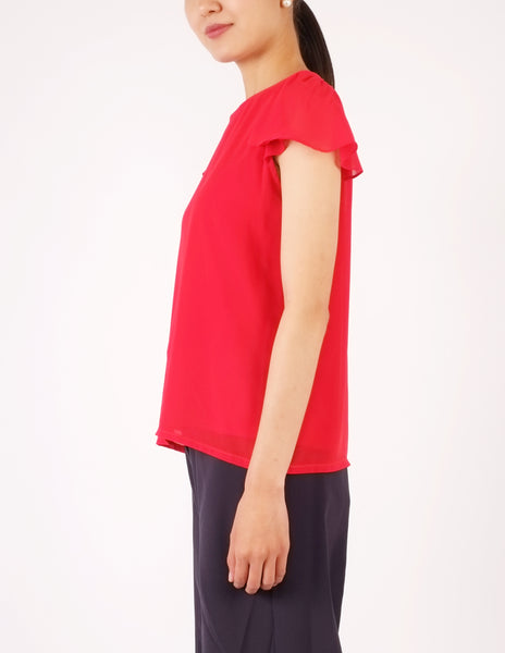 Fifi Flutter Sleeves Top (Red)