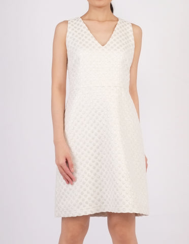Gerri V-Neck Dress (Ivory Dot)