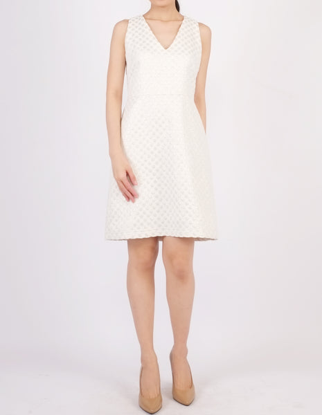 Gerri V-Neck Dress (Ivory Dot)