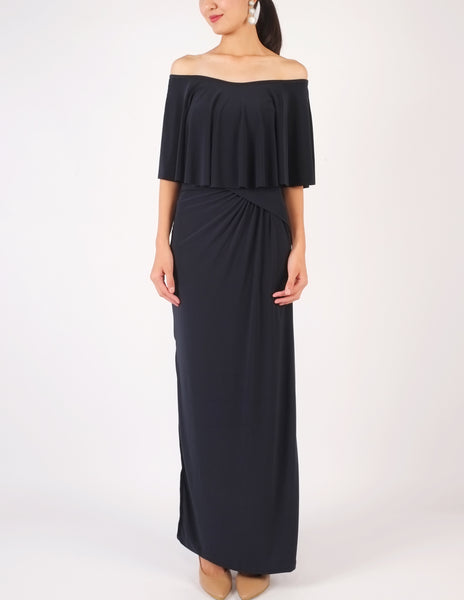 Hailey Off-Shoulder Maxi Dress (Navy)