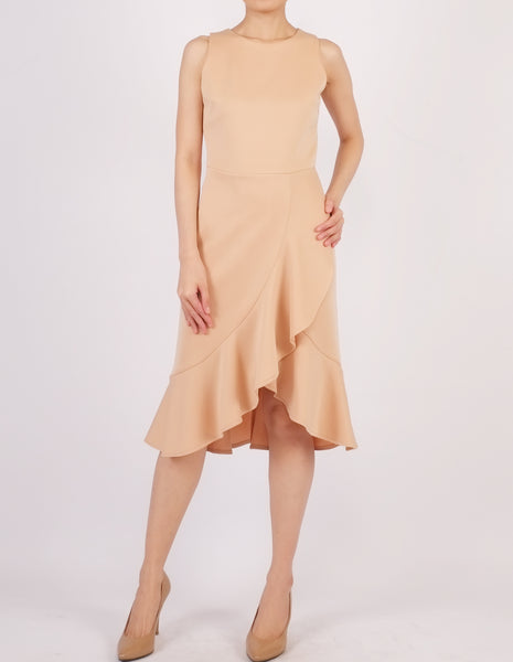 Hedy Wrap Skirt Dress (Beige)