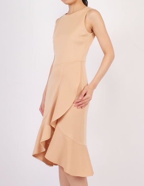 Hedy Wrap Skirt Dress (Beige)