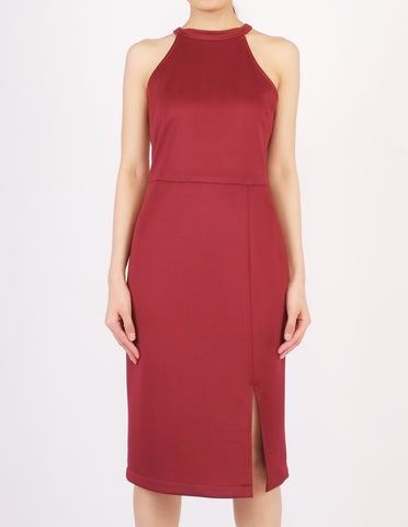 Helga Halter Midi Dress (Maroon)