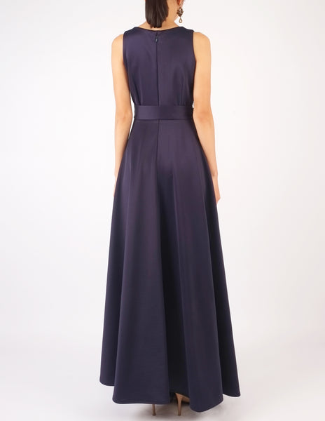 Heloise Long Dress with Sash (Navy)