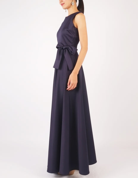 Heloise Long Dress with Sash (Navy)