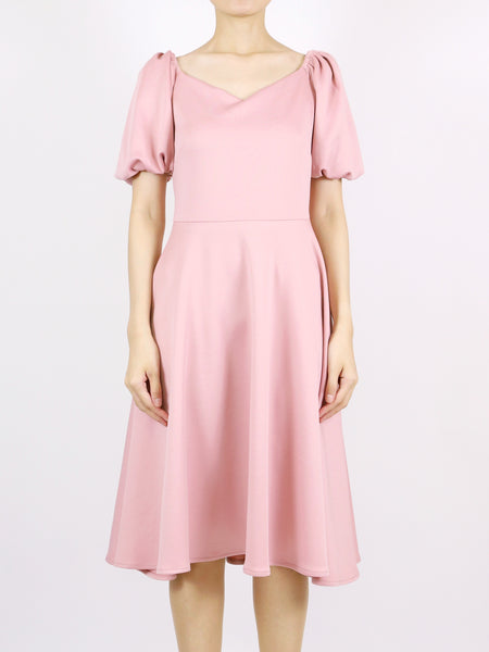 Isla Puff Sleeves Dress (Pink)