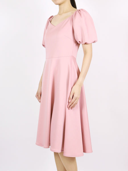Isla Puff Sleeves Dress (Pink)