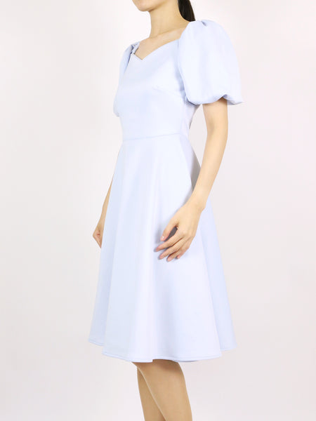 Isla Puff Sleeves Dress (Lt Blue)