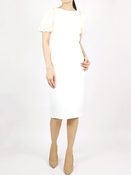 Henna Lace & Neoprene Dress (Ivory)