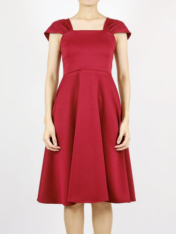 Irene Cap Sleeves Dress (Maroon)