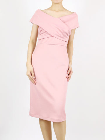 Etta Wrap Off-Shoulder Dress (Pink)