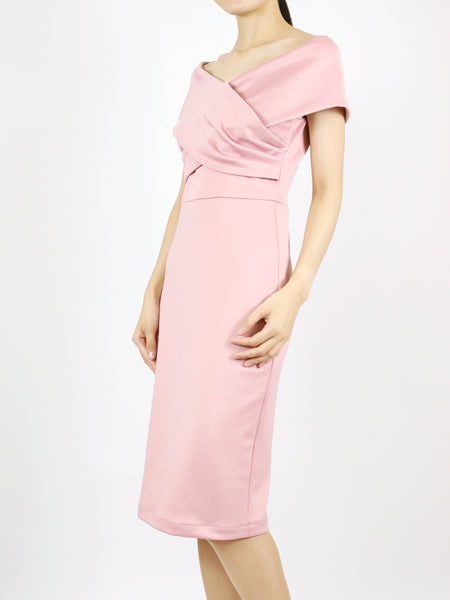Etta Wrap Off-Shoulder Dress (Pink)