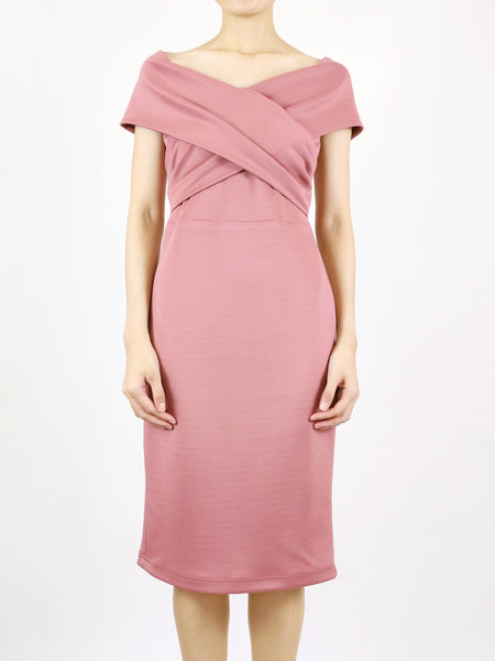 Etta Wrap Off-Shoulder Dress (Pink)