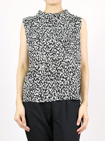 Flor Mock Neck Sleeveless Top (BW Print)