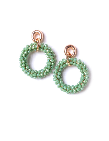 Raquel Beaded Hoop Earrings (Colors Available)