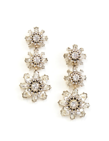 Paris Floral Crystal Drop Earrings