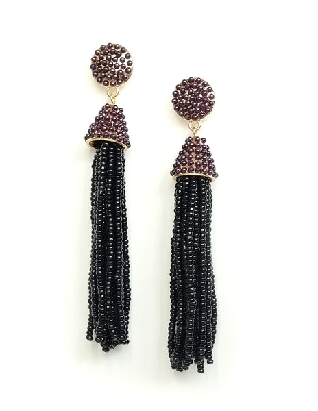 Paulina Beaded Tassel Earrings (Colors Available)