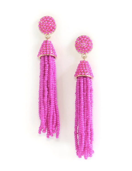 Paulina Beaded Tassel Earrings (Colors Available)