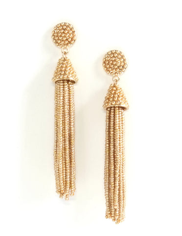 Paulina Metallic Beaded Tassel Earrings (Colors Available)