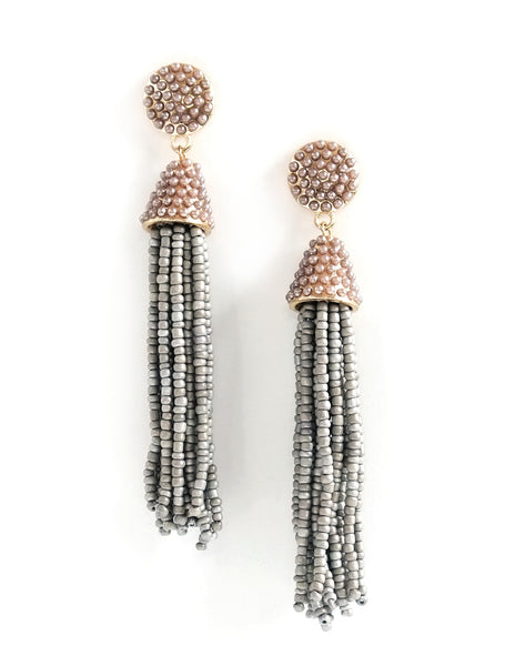 Paulina Beaded Tassel Earrings (Colors Available)