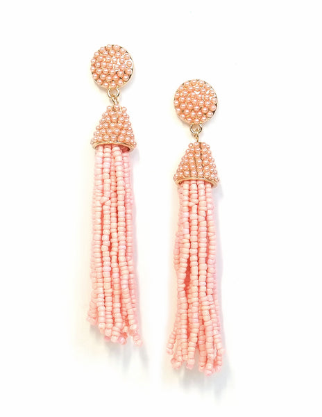 Paulina Beaded Tassel Earrings (Colors Available)