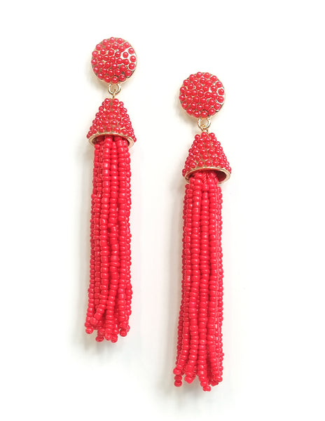 Paulina Beaded Tassel Earrings (Colors Available)