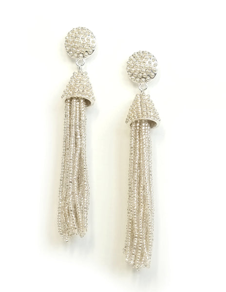 Paulina Metallic Beaded Tassel Earrings (Colors Available)