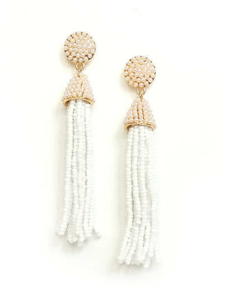 Paulina Beaded Tassel Earrings (Colors Available)