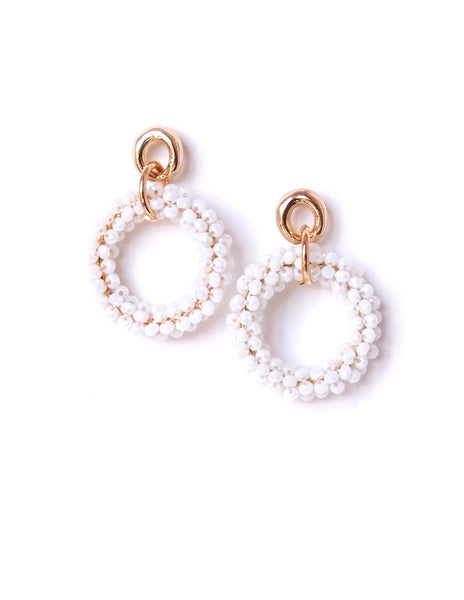 Raquel Beaded Hoop Earrings (Colors Available)